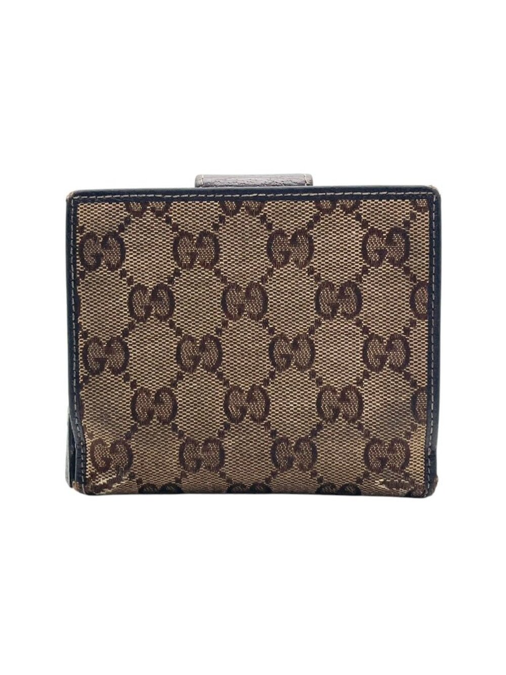 Gucci Abbey GG Canvas Leather Bifold Wallet Snap Compact Mini Wallet Beige - Picture 2 of 10